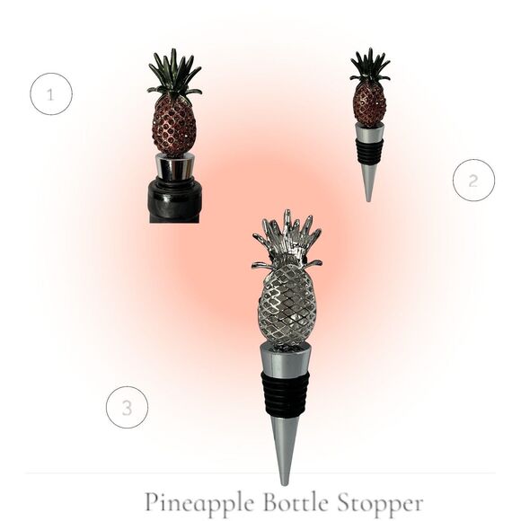 Chic Pineapple Wine Stopper - Shimmery Rhinestone Bottle Cap for Wine - Picture 5 of 5